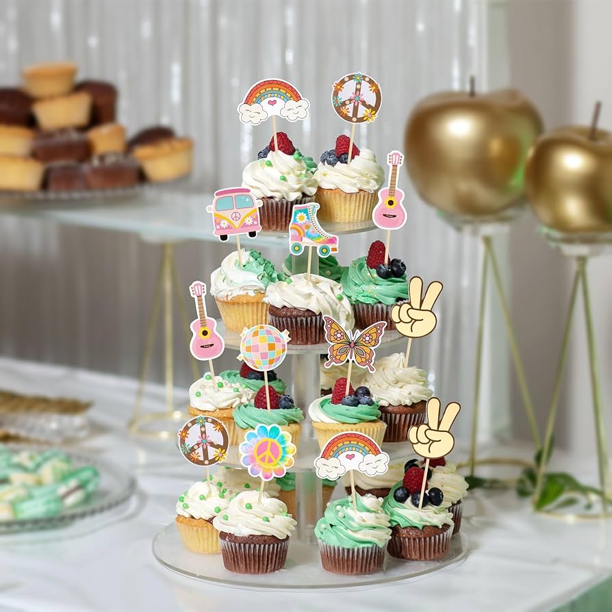 Amazon.com: Gyufise 36Pcs Hippie Party Cupcake Toppers Peace